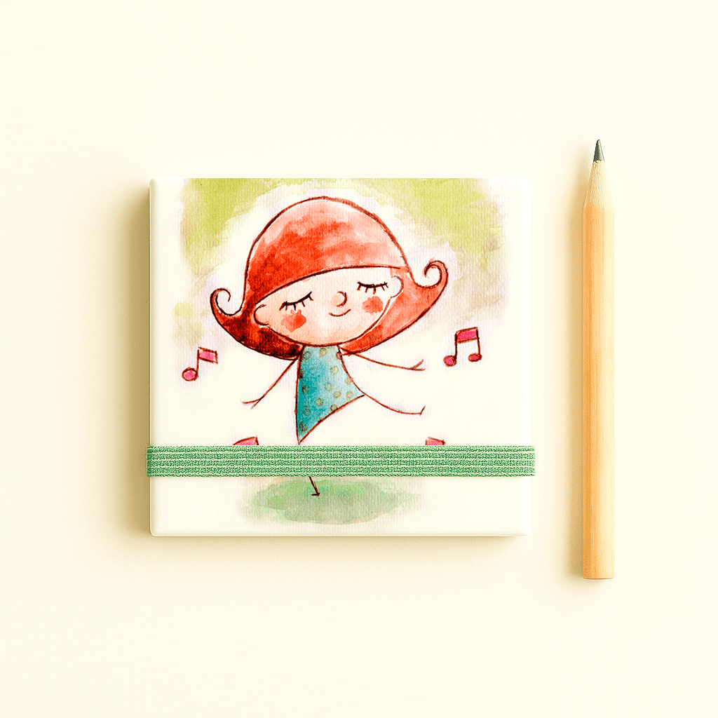 Post-it ilustrado Dance – libreta adhesiva con alegría infantil y movimiento vintage